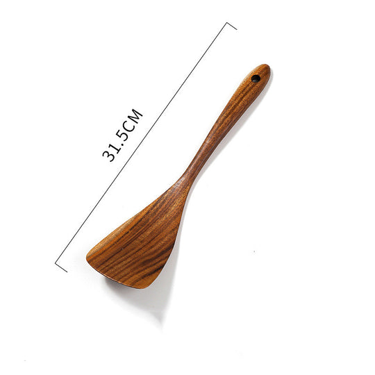 Teak Unlacquered Solid Wood Spatula Non-Stick Wok Stir-Fry Spatula