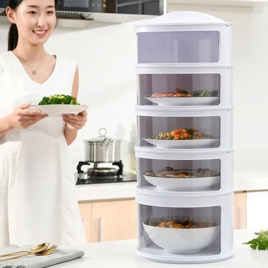 Stackable Food Dome Multi-Layer Transparent Stackable Food Insulation Cover Dustproof for Home Kitchen Refrigerator WK