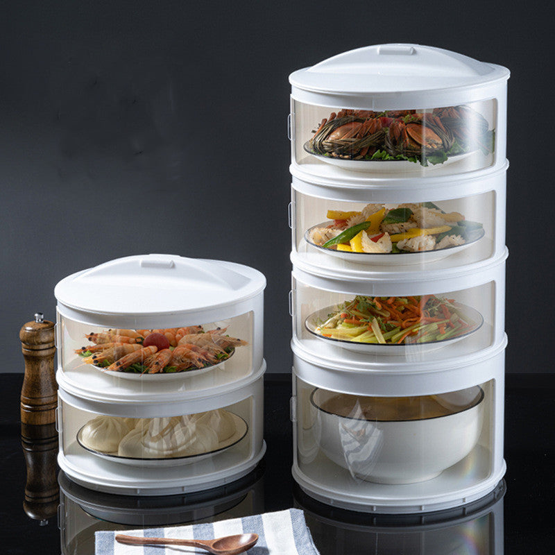 Stackable Food Dome Multi-Layer Transparent Stackable Food Insulation Cover Dustproof for Home Kitchen Refrigerator WK