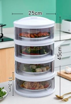 Stackable Food Dome Multi-Layer Transparent Stackable Food Insulation Cover Dustproof for Home Kitchen Refrigerator WK