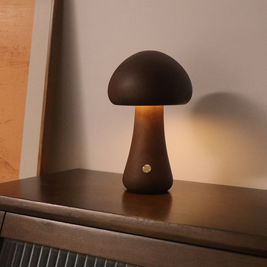 INS Wooden Cute Mushroom LED Night Light With Touch Switch Bedside Table Lamp For Bedroom Childrens Room Sleeping Night Lamps Home Decor