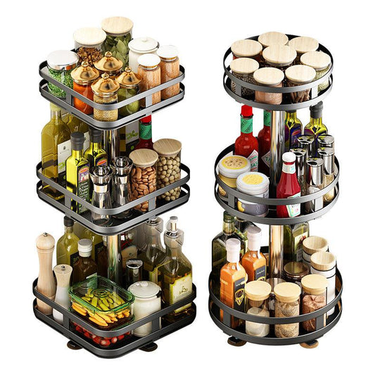 Multifunctional Circular Storage And Rotatable Kitchen Seasoning Rack