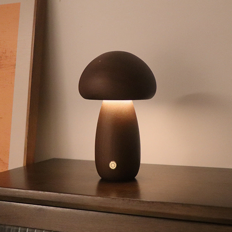 INS Wooden Cute Mushroom LED Night Light With Touch Switch Bedside Table Lamp For Bedroom Childrens Room Sleeping Night Lamps Home Decor