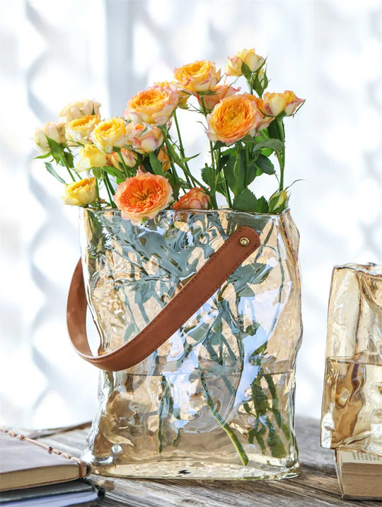 Light Luxury Handbag Glass Vase